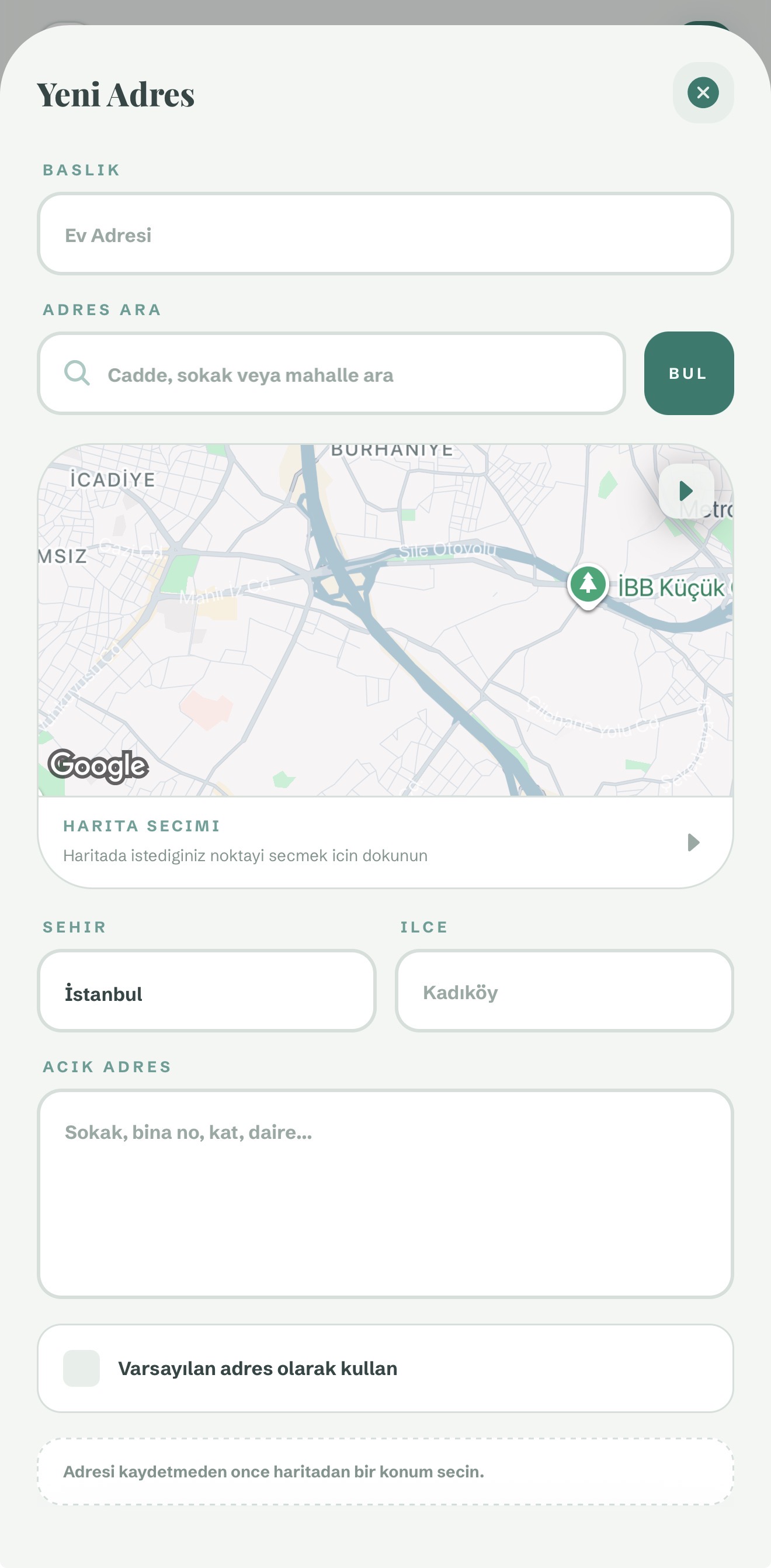 Harita Destekli Hızlı Adres Tanımı